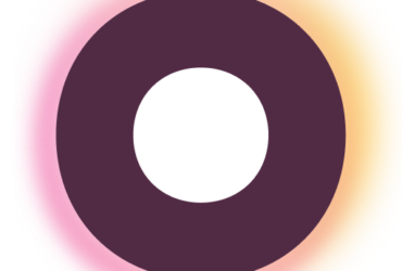 Purple open circle with white inside and pink and yellow highlighting.
