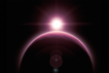 A black background shows the highlighted top portion of a planet with a light source above it.